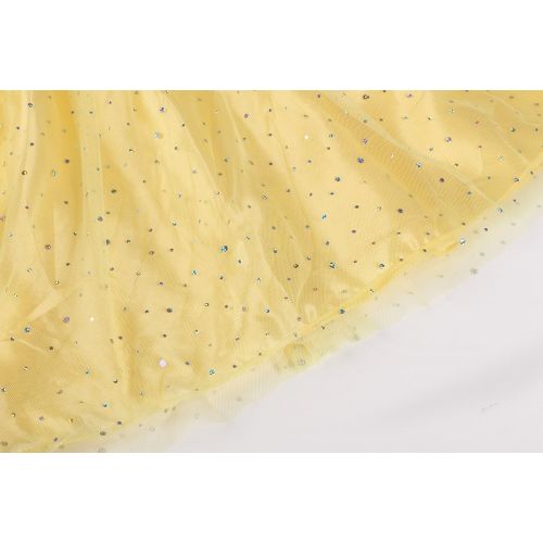  JerrisApparel Girls Princess Belle Costume Sequin Overlay Party Dress