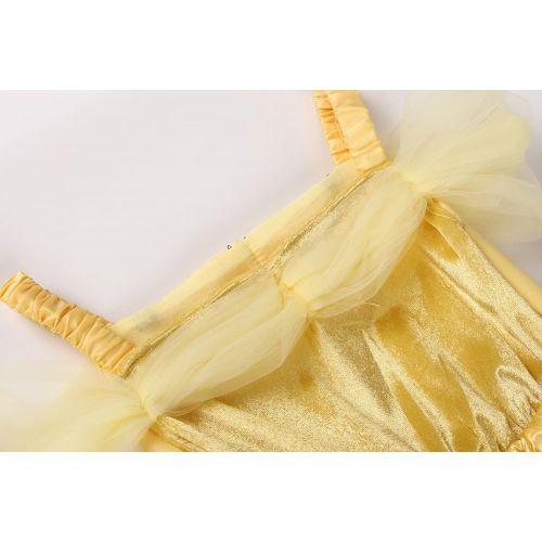  JerrisApparel Girls Princess Belle Costume Sequin Overlay Party Dress