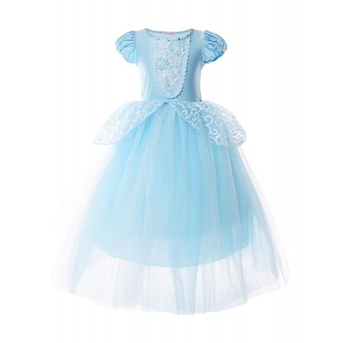  JerrisApparel Girls Cinderella Princess Costume Puff Sleeve Fancy Party Dress up