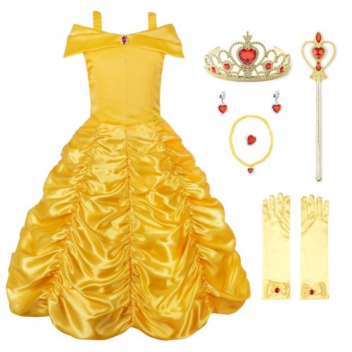  JerrisApparel Princess Belle Off Shoulder Layered Costume Dress for Little Girl