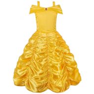 JerrisApparel Princess Belle Off Shoulder Layered Costume Dress for Little Girl