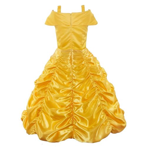  JerrisApparel Princess Belle Off Shoulder Layered Costume Dress for Little Girl