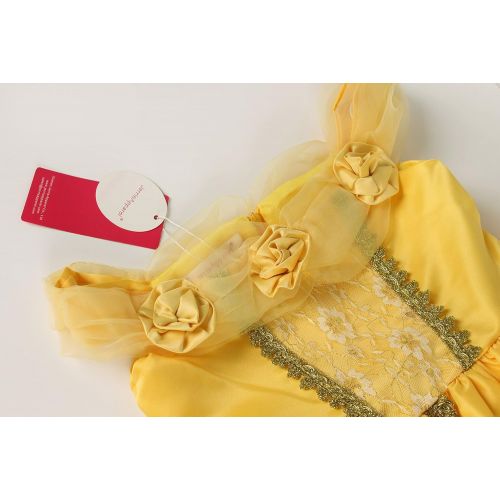  JerrisApparel Princess Belle Costume Deluxe Party Fancy Dress Up for Girls