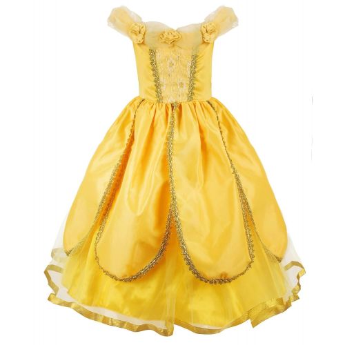  JerrisApparel Princess Belle Costume Deluxe Party Fancy Dress Up for Girls