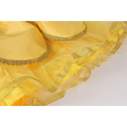  JerrisApparel Princess Belle Costume Deluxe Party Fancy Dress Up for Girls