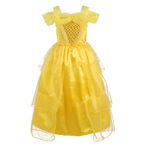  JerrisApparel Girls Princess Belle Yellow Party Dress Costume