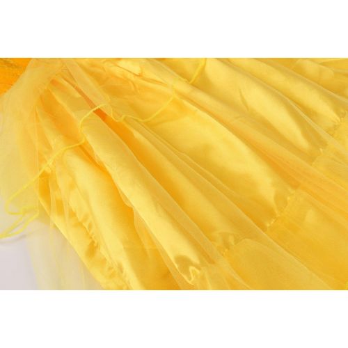  JerrisApparel Girls Princess Belle Yellow Party Dress Costume