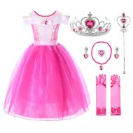 JerrisApparel Girls Princess Aurora Costume Dress Pageants Party Fancy Dress