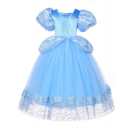  JerrisApparel Girl Princess Dress Deluxe Cinderella Costume Halloween Party Cosplay