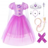 JerrisApparel Girls Birthday Party Costume Princess Rapunzel Dress Long Mesh Sleeves