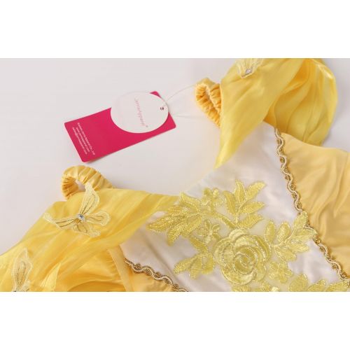  JerrisApparel Girls Princess Belle Costume Halloween Party Off Shoulder Dress