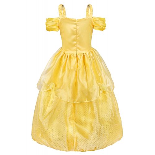  JerrisApparel Girls Princess Belle Costume Halloween Party Off Shoulder Dress