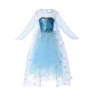 JerrisApparel Girl Princess Elsa Costume Sequin Mesh Party Dress with Sleeve