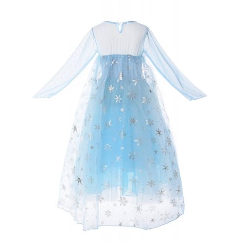  JerrisApparel Girl Princess Elsa Costume Sequin Mesh Party Dress with Sleeve