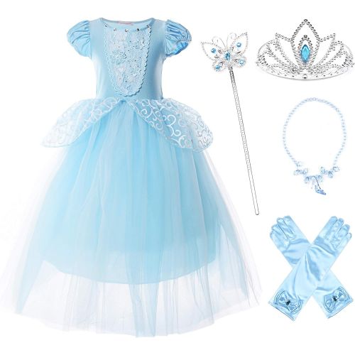  JerrisApparel Girls Princess Costume Puff Sleeve Fancy Birthday Party Dress up