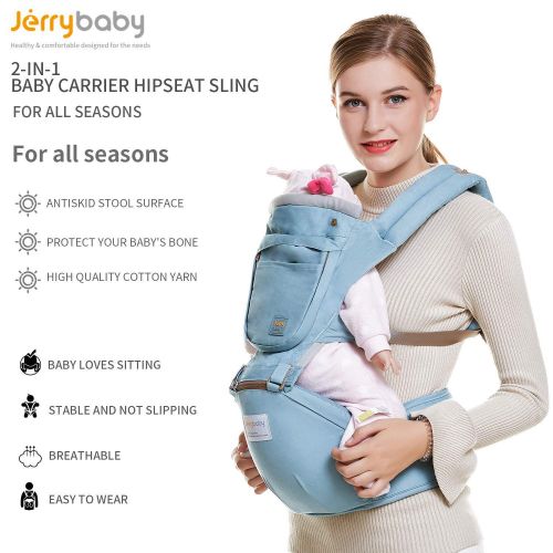  Jerrybaby Popular Baby Backpack 2-in-1 Baby Carrier Kangaroos Backpack Hipseat Carrier for 0-36 Months Baby (Green)