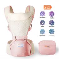 Jerrybaby Baby Carrier with Hip Seat- 2 in 1 Lightweight & Ergonomic Baby Waist Seat for 0-36 Months, Pink