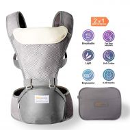 Jerrybaby Baby Carrier with Hip Seat- 2 in 1 Lightweight & Ergonomic Baby Waist Seat for 0-36 Months, Grey