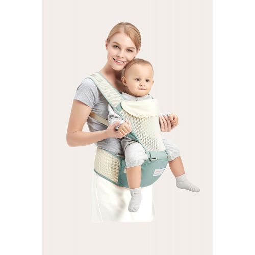  Jerrybaby Baby Carrier with Hip Seat- 2 in 1 Lightweight & Ergonomic Baby Waist Seat for 0-36 Months, Grey