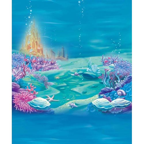  Jervie 8x10 ft Castle Under the Sea Backdrop for Mermaid Birthday Party Fairytale Underwater World Scene Photography Background Booth Shoot Props