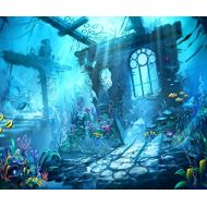 Jervie Ruins Under Sea Party Photo Backdrop Cartoon Underwater World Fantasy Ocean Scenery Booth Background for Photography Studio 10x8 ft 1161