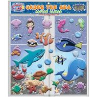 JesPlay Under the Sea Ocean by Incredible Gel and Glass Window Clings for Kids and Toddlers - Foam Puffy Stickers - Underwater, Turtle, Mermaid, Shark, Whale - Home, Airplane, Classroom, N