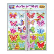 JesPlay Beautiful Butterflies Thick Gel Clings  Reusable Glass Window Clings for Kids, Toddlers and Adults - Removable Incredible Gel Decals of Butterflies and Flowers Home, Airplane, Cla