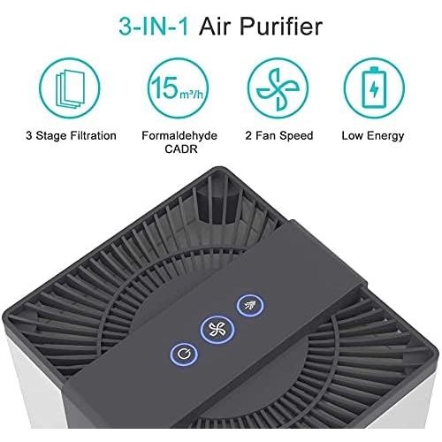  Jese Air Purifier for Bedroom,Desk Air Purifier with 3-in-1 True HEPA Filter, Air Purifiers for Allergies and Pets,Eliminate Formaldehyde, Dust & Smoke,Small Air Purifier Quiet