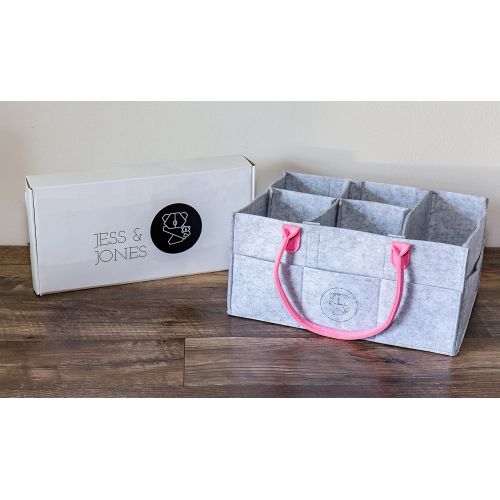  Jess and Jones Baby Diaper Caddy by Jess&Jones - Changing Table Organizer - Nursery Storage Bag -...