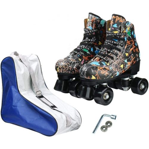  Jessie Womens Roller Skates Classic High-top Roller Skates Four-Wheel Roller Skates Shiny Roller Skates for Adult Youth Boys Girls Outdoor with Shoes Bag