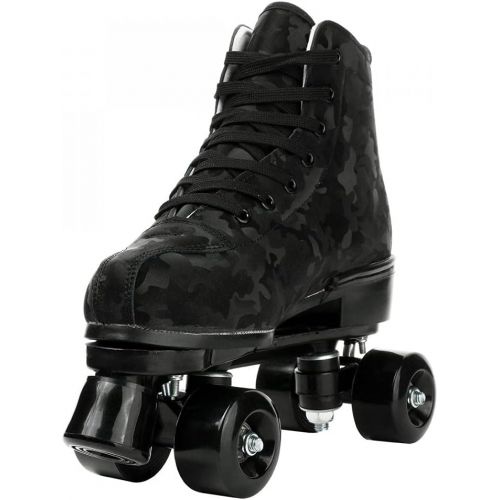  Jessie Womens Classic Roller Skates High-top Double-Row Four Wheels Cowhide Outdoor Skating for Youth Boys Girls with Shoes Bag