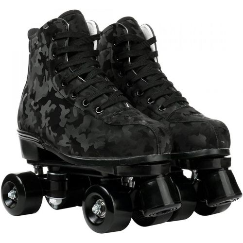  Jessie Womens Classic Roller Skates High-top Double-Row Four Wheels Cowhide Outdoor Skating for Youth Boys Girls with Shoes Bag
