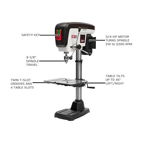  JET 15-Inch Benchtop Drill Press, 3/4 HP, 1Ph 115V (Model JDP-15B)