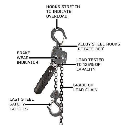  JET 1/2-Ton Mini-Puller Lever Hoist, 10' Lift (Model JLP-050A-10)