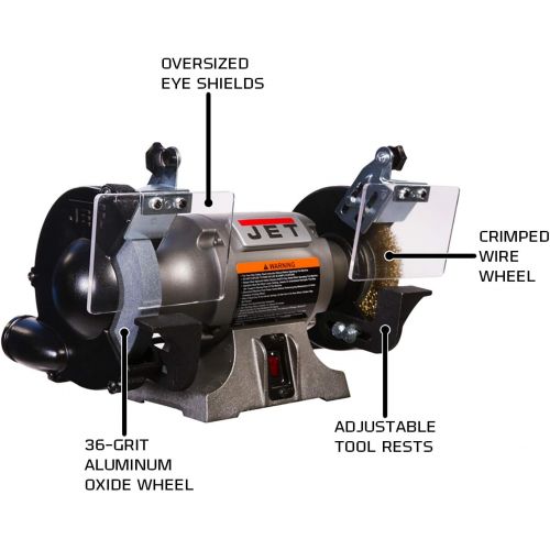  JET JBG-6W, 6-Inch Shop Grinder with Wire Wheel (577126)