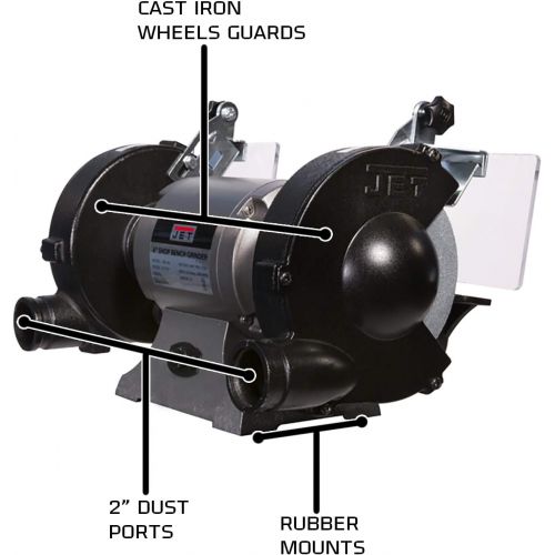  JET JBG-6W, 6-Inch Shop Grinder with Wire Wheel (577126)