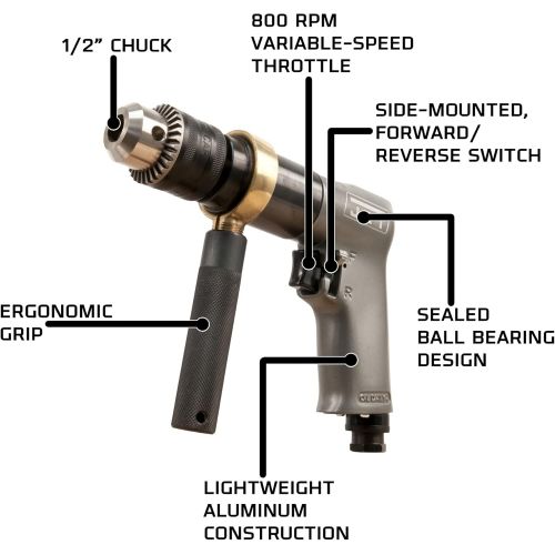  [아마존베스트]JET JAT-621 Pneumatic R12 Composite Rev Drill, 1/2,BLACK,RED