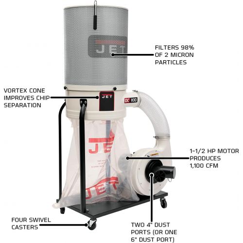  [아마존베스트]JET DC-1100VX-CK 1.5-HP Dust Collector, 2-Micron Canister Kit (708659K)