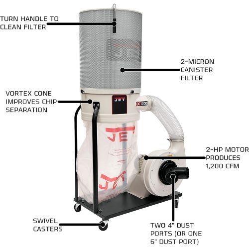  [아마존베스트]Jet DC-1200VX-CK3 Dust Collector 2HP 3PH 230/460-Volt 2-Micron Canister Kit