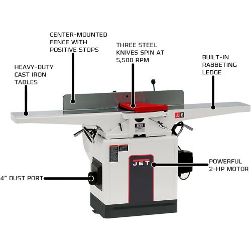  [아마존베스트]Jet 718200K 1PH 230V 2HP JJ-8CS 8 Closed Stand Jointer, Only in Woodworking, Jointers