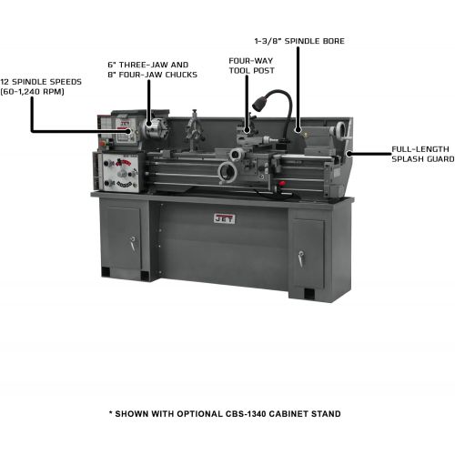  [아마존베스트]Jet 321360A BDB-1340A 13-Inch Swing by 40-Inch between Centers 230-Volt 1 Phase Belt Drive Bench Metalworking Lathe