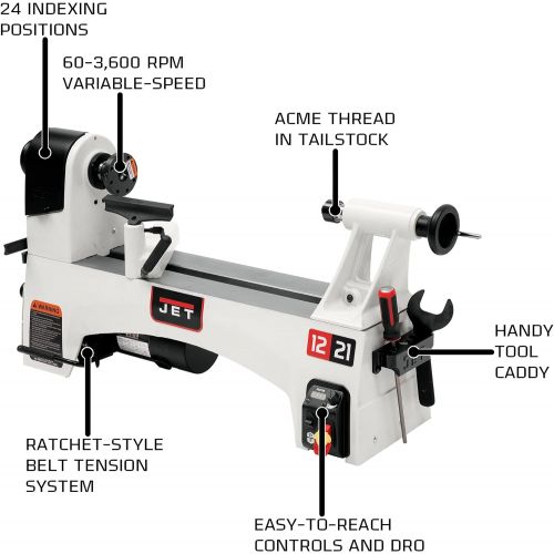  [아마존베스트]JET JWL-1221VS 12-Inch by 21-Inch Variable Speed Wood Lathe