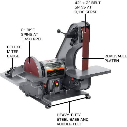  [아마존베스트]JET J-41002 2-Inch by 42-Inch 3/4-Horsepower Bench Belt and 8-Inch Disc Sander