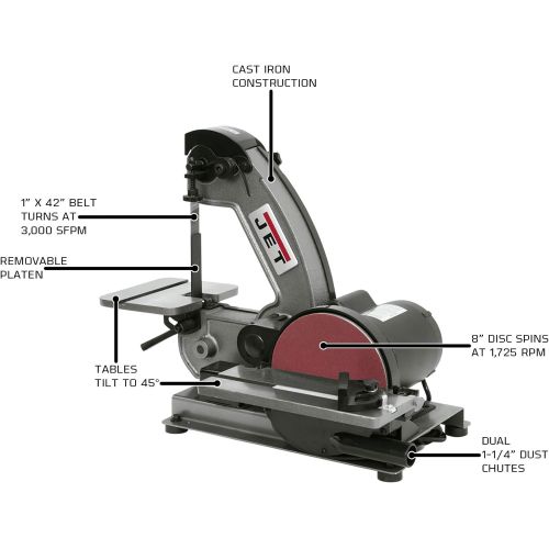  [아마존베스트]Jet Tools - J-4002 1 x 42 Bench Belt and Disc Sander (577003),Brown