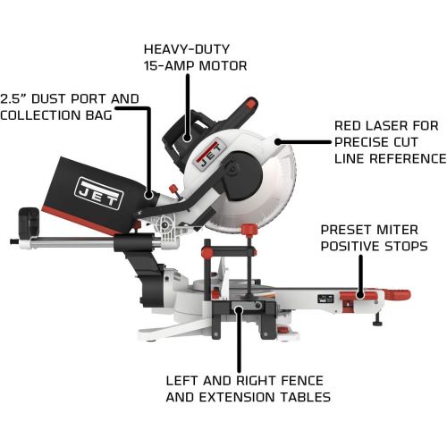  [아마존베스트]JET 10 Sliding Dual Bevel Compound Miter Saw, 707210