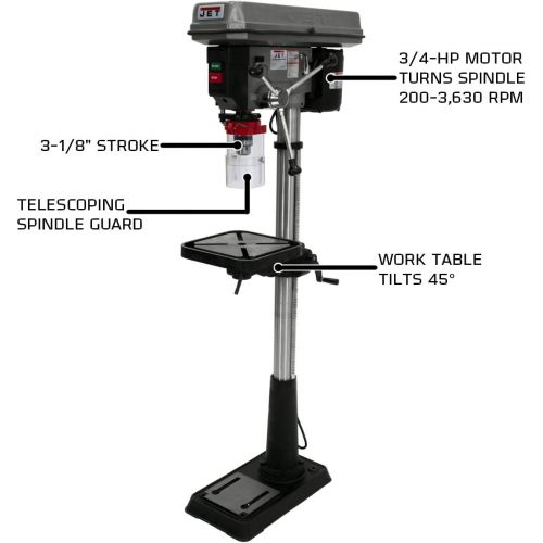  JET J-2500, 15 Drill Press, 115V 1Ph (354400)