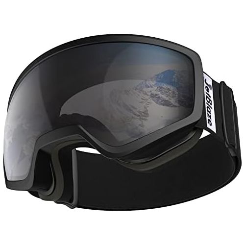  JetBlaze Ski Goggles, OTG Anti-Fog Snow Goggles, UV Protection Spherical Snowboard Goggles for Men Women Youth Adult