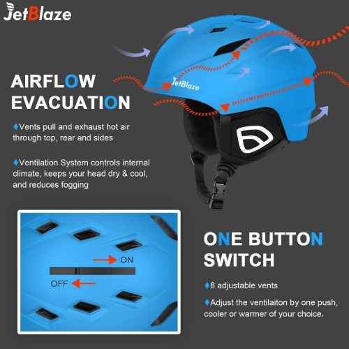  JetBlaze Ski Helmet, Snow Sports Helmet, Snowboard Helmet for Men Women Youth