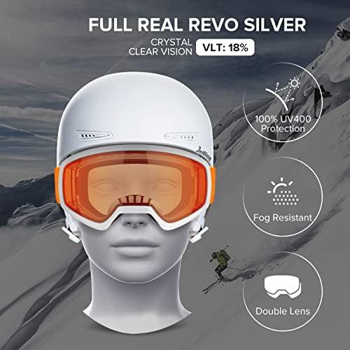  JetBlaze Ski Goggles, OTG Anti-Fog Snow Goggles, UV Protection Spherical Snowboard Goggles for Men Women Youth Adult