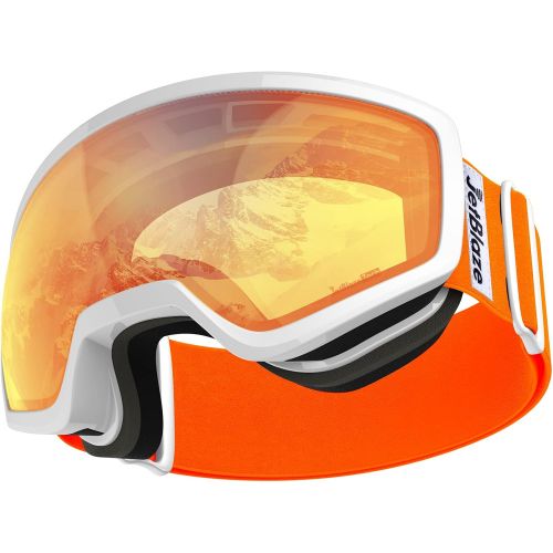  JetBlaze Ski Goggles, OTG Anti-Fog Snow Goggles, UV Protection Spherical Snowboard Goggles for Men Women Youth Adult